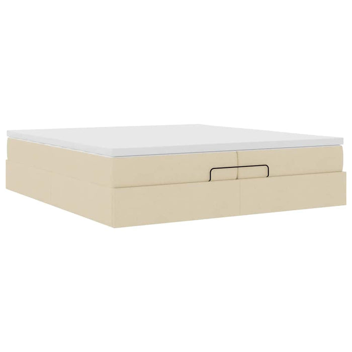 Cadru de pat otoman cu saltele crem 200x200cm stofa WALTI