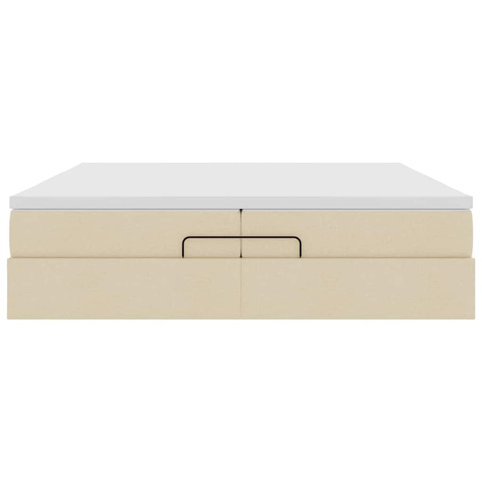 Cadru de pat otoman cu saltele crem 200x200cm stofa WALTI