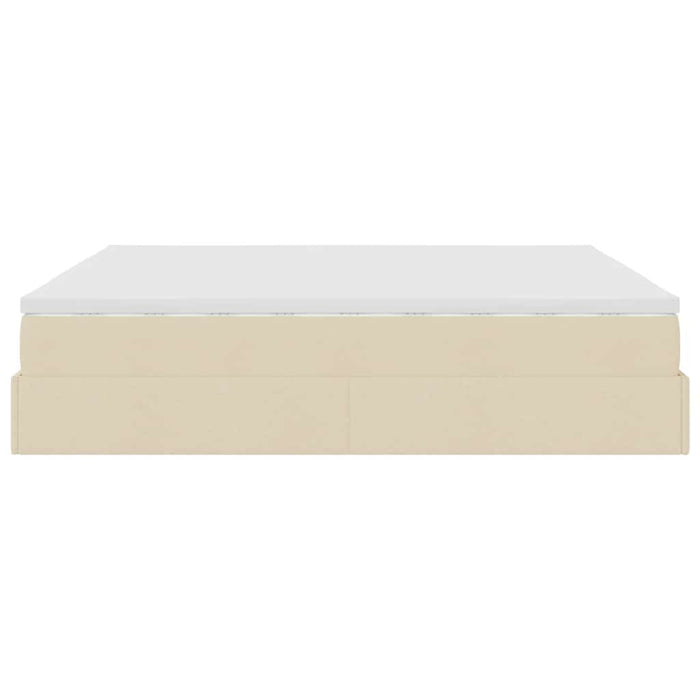 Cadru de pat otoman cu saltele crem 200x200cm stofa WALTI