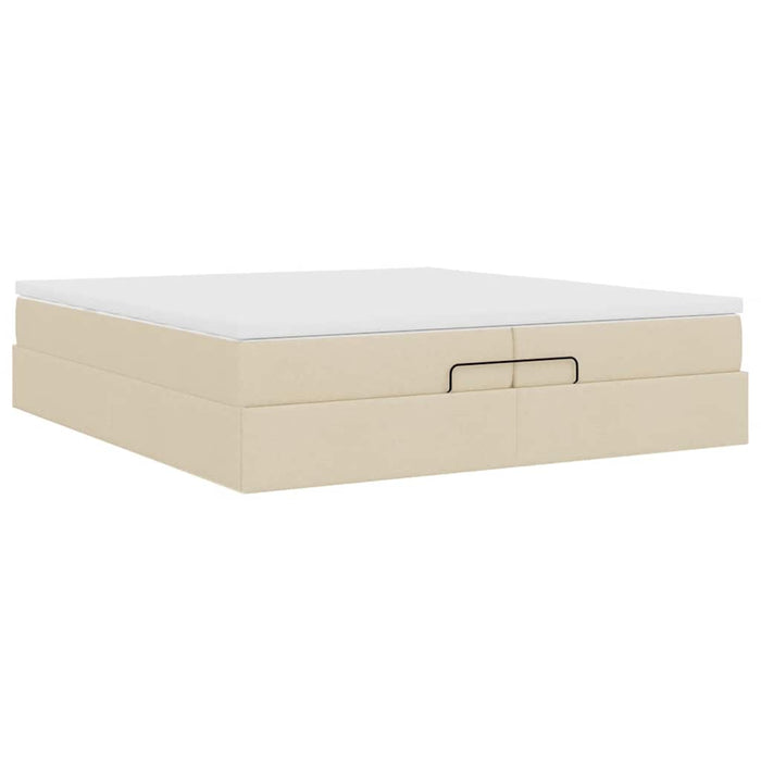 Cadru de pat otoman cu saltele crem 200x200cm stofa WALTI