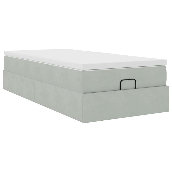 Cadru de pat otoman cu saltea Gri deschis 80x200cm catifea - WALTI WALTI