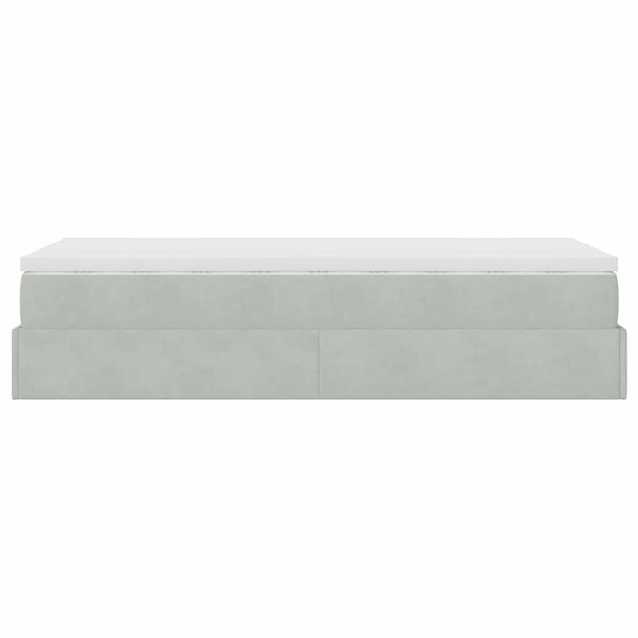 Cadru de pat otoman cu saltea Gri deschis 80x200cm catifea - WALTI WALTI