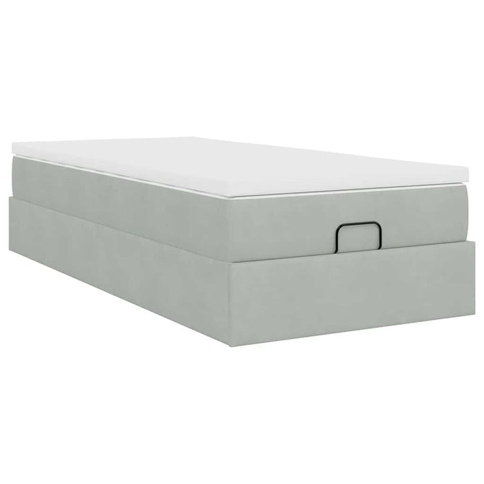 Cadru de pat otoman cu saltea Gri deschis 80x200cm catifea - WALTI WALTI