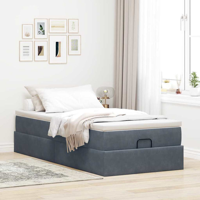 Cadru de pat otoman cu saltea Gri închis 80x200cm catifea - WALTI WALTI