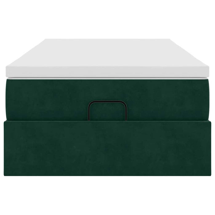 Cadru de pat otoman cu saltea verde închis 80x200cm catifea - WALTI WALTI