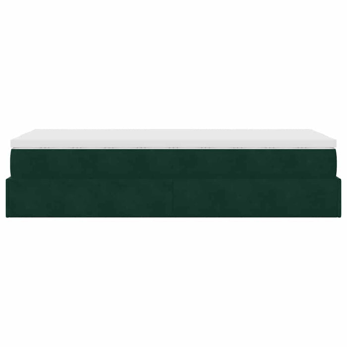 Cadru de pat otoman cu saltea verde închis 80x200cm catifea - WALTI WALTI