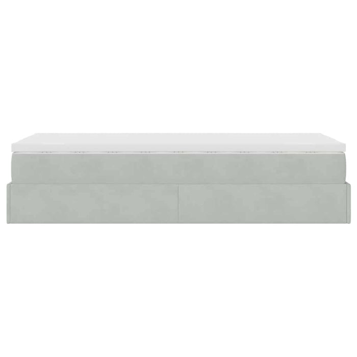 Cadru de pat otoman cu saltea Gri deschis 90x190cm catifea - WALTI WALTI