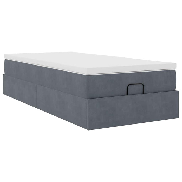 Cadru de pat otoman cu saltea catifea gri închis 90x190cm - WALTI WALTI