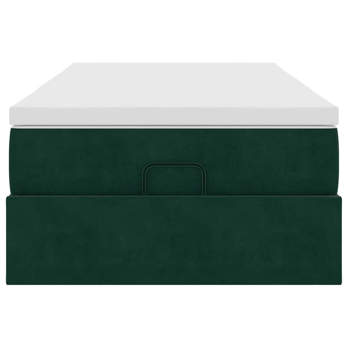 Cadru de pat otoman cu saltea verde închis 90x190cm catifea - WALTI WALTI