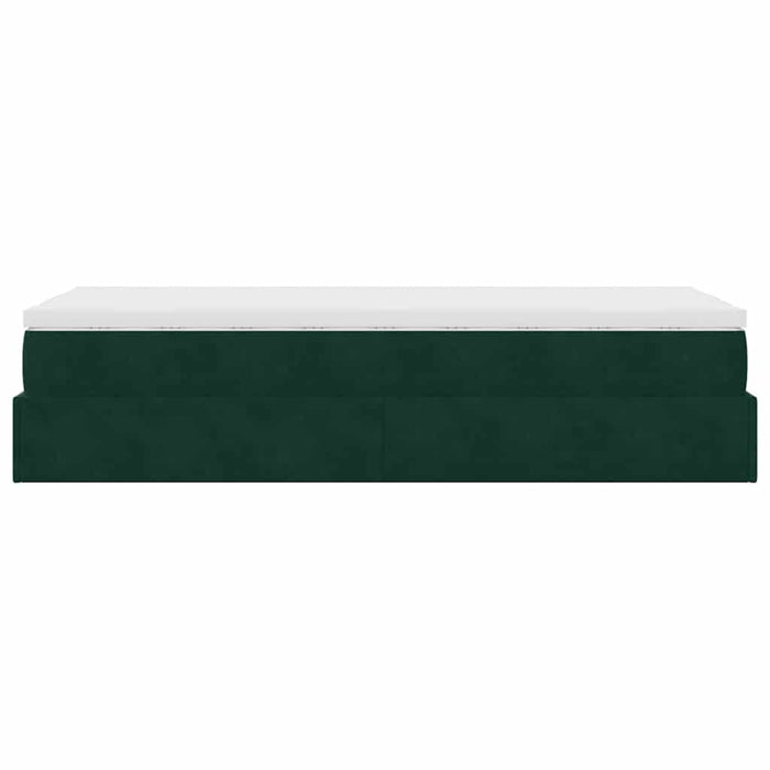 Cadru de pat otoman cu saltea verde închis 90x190cm catifea - WALTI WALTI