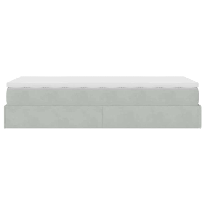 Cadru de pat otoman cu saltea Gri deschis 90x200cm catifea - WALTI WALTI