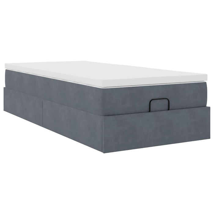 Cadru de pat otoman cu saltea catifea gri închis 90x200cm - WALTI WALTI