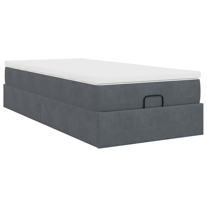 Cadru de pat otoman cu saltea catifea gri închis 90x200cm - WALTI WALTI