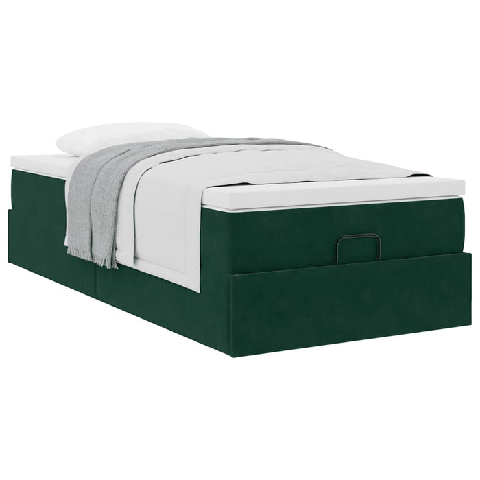Cadru de pat otoman cu saltea catifea verde închis 90x200cm - WALTI WALTI