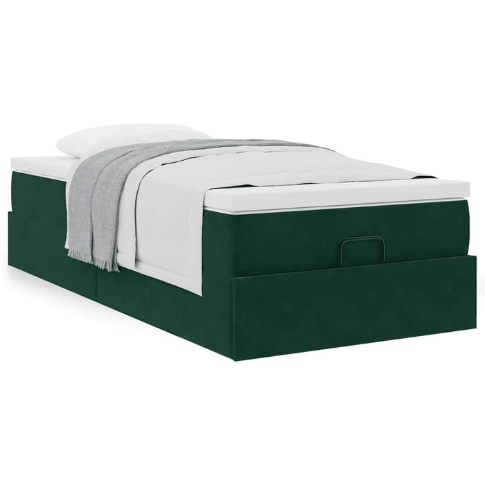Cadru de pat otoman cu saltea catifea verde închis 90x200cm - WALTI WALTI