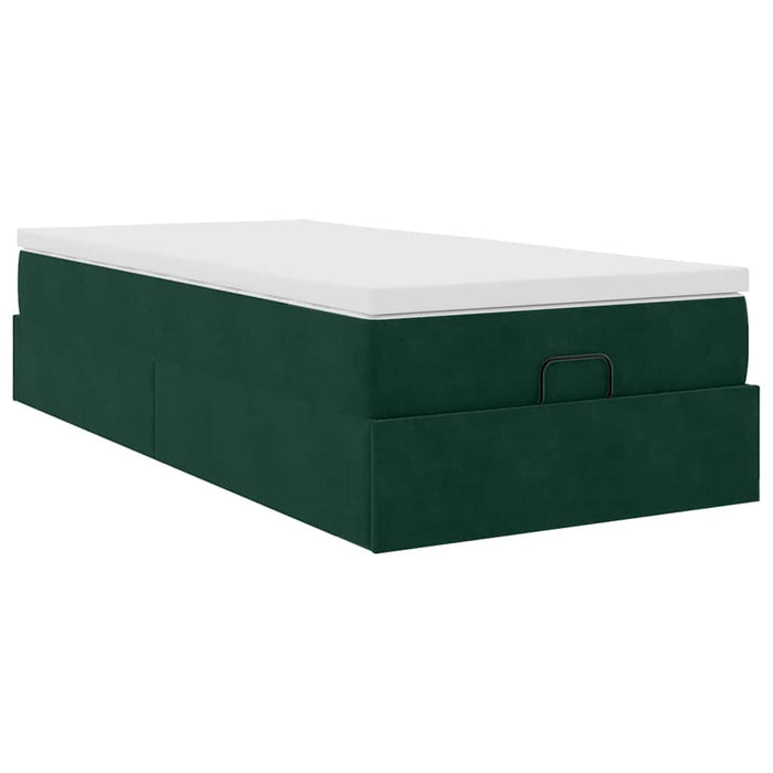 Cadru de pat otoman cu saltea catifea verde închis 90x200cm - WALTI WALTI