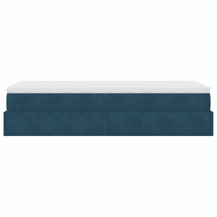 Cadru de pat otoman cu saltea, catifea albastru închis 90x200cm - WALTI WALTI