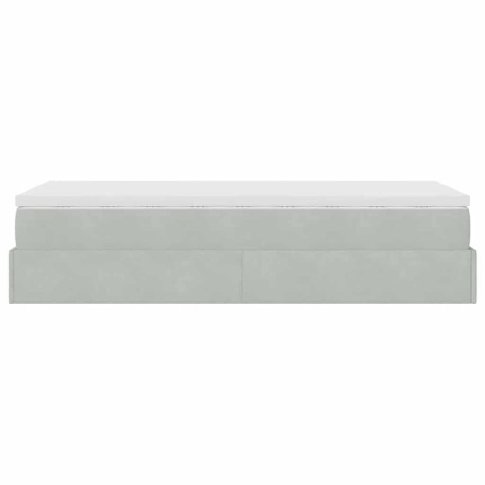 Cadru de pat otoman cu saltea Gri deschis 100x200cm catifea - WALTI WALTI