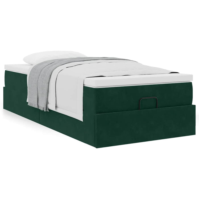 Cadru de pat otoman cu saltea verde închis 100x200cm catifea - WALTI WALTI