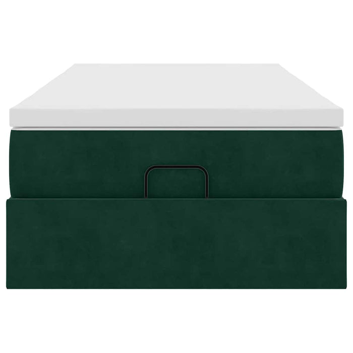 Cadru de pat otoman cu saltea verde închis 100x200cm catifea - WALTI WALTI