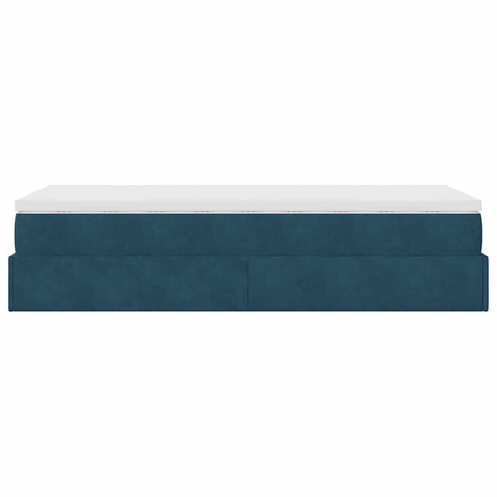 Cadru de pat otoman cu saltea Albastru închis 100x200cm catifea - WALTI WALTI