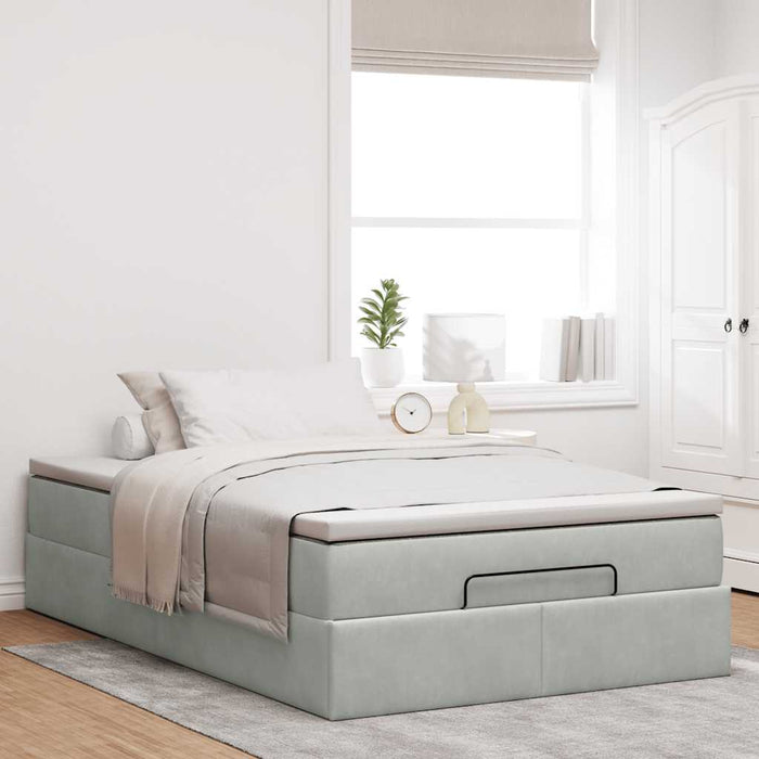 Pat otoman cu saltea Gri deschis 120x190 cm catifea - WALTI WALTI