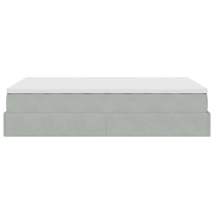 Cadru de pat otoman cu saltea Gri deschis 120x200cm catifea - WALTI WALTI