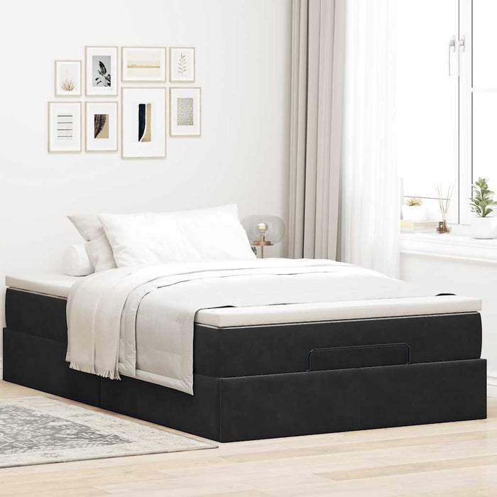 Cadru pat otoman cu saltea, catifea neagră 120x200 cm - WALTI WALTI