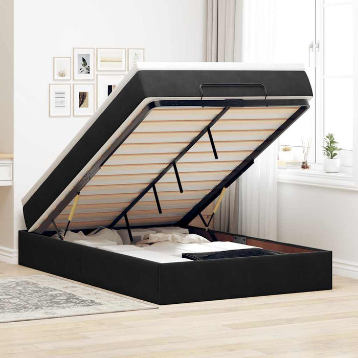 Cadru pat otoman cu saltea, catifea neagră 120x200 cm - WALTI WALTI