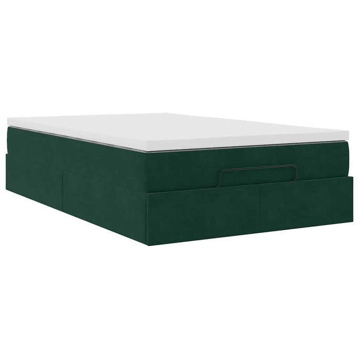 Cadru de pat otoman cu saltea verde închis 120x200cm catifea - WALTI WALTI