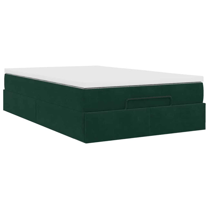 Cadru de pat otoman cu saltea verde închis 120x200cm catifea - WALTI WALTI