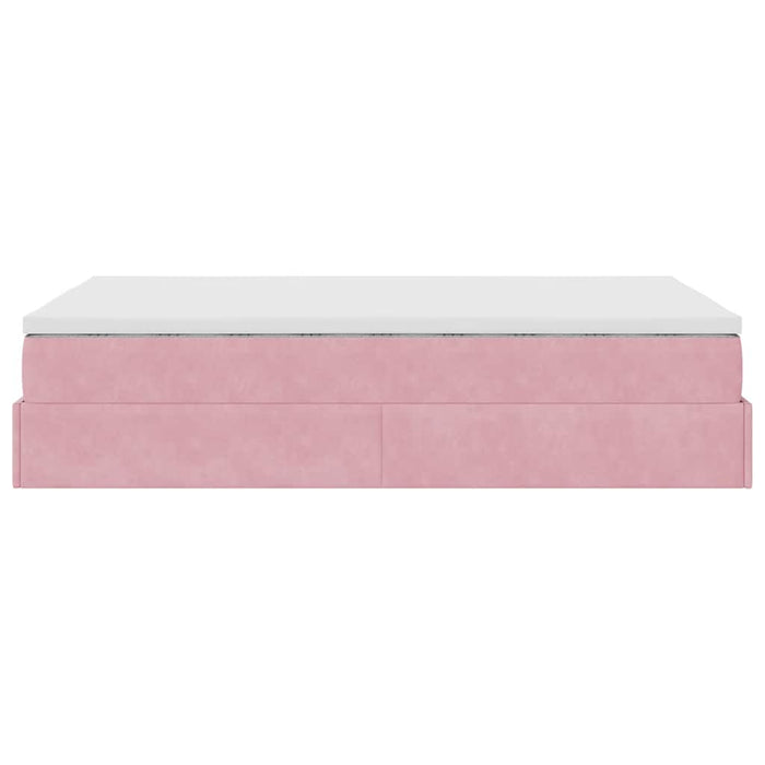 Cadru de pat otoman cu saltea, catifea roz 120x200cm - WALTI WALTI