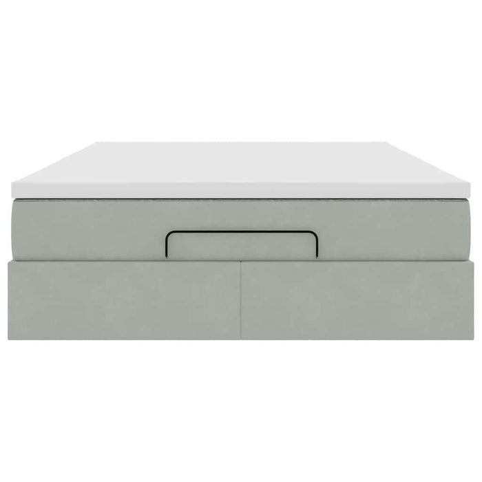 Cadru de pat otoman cu saltea Gri deschis 140x190cm catifea - WALTI WALTI