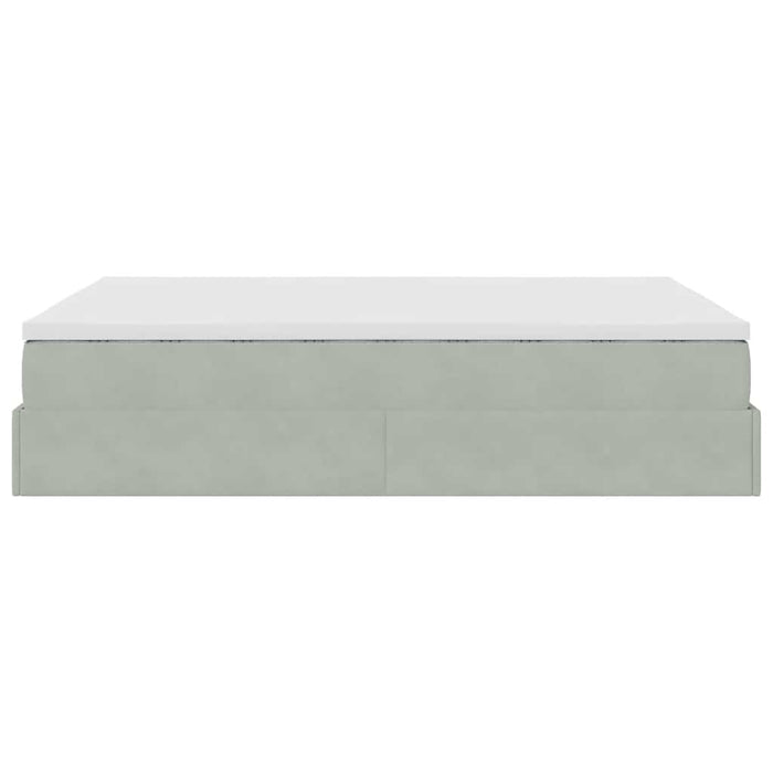 Cadru de pat otoman cu saltea Gri deschis 140x190cm catifea - WALTI WALTI