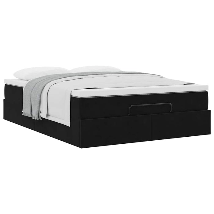 Cadru de pat otoman cu saltea neagră 140x190cm catifea - WALTI WALTI