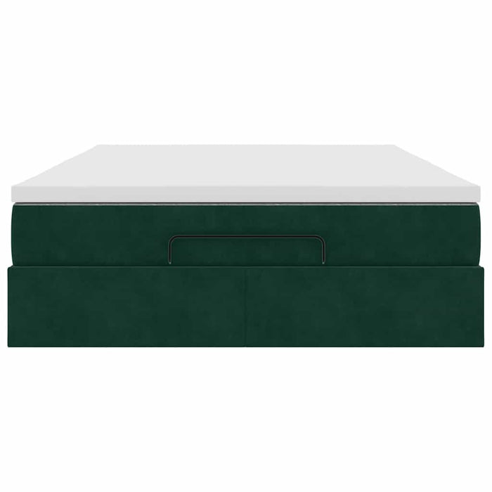 Cadru de pat otoman cu saltea verde închis 140x190cm catifea - WALTI WALTI
