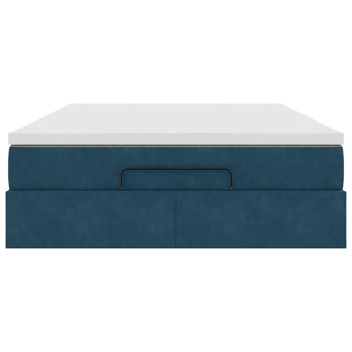 Cadru de pat otoman cu saltea Albastru închis 140x190cm catifea - WALTI WALTI