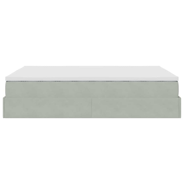 Cadru de pat otoman cu saltea Gri deschis 140x200cm catifea - WALTI WALTI