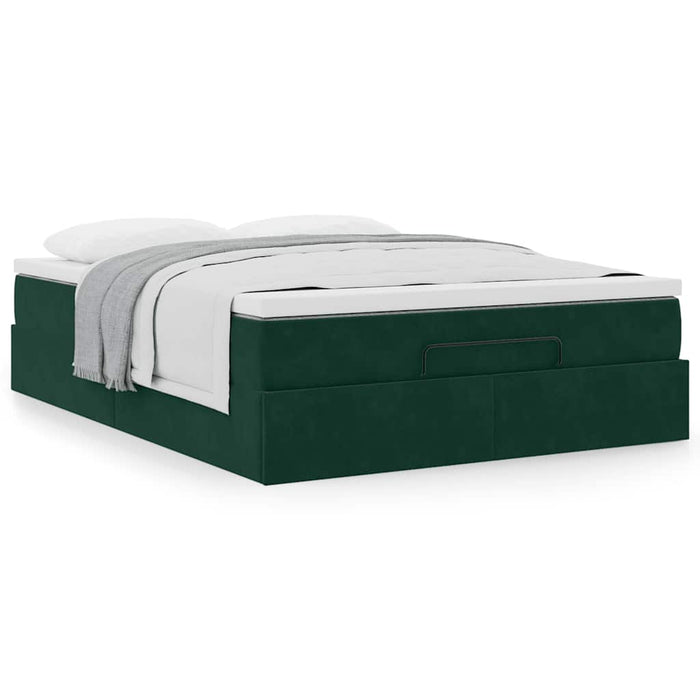 Cadru de pat otoman cu saltea verde închis 140x200cm catifea - WALTI WALTI