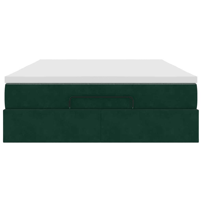 Cadru de pat otoman cu saltea verde închis 140x200cm catifea - WALTI WALTI