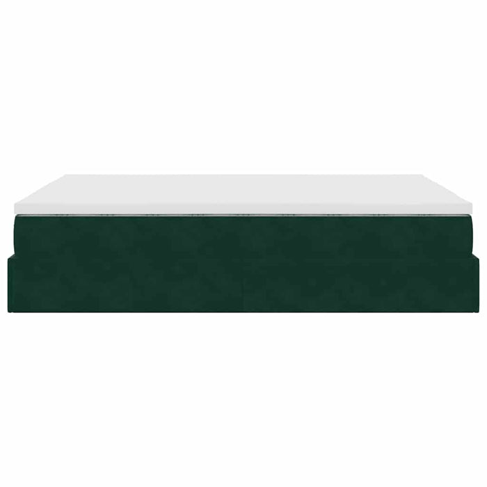 Cadru de pat otoman cu saltea verde închis 140x200cm catifea - WALTI WALTI