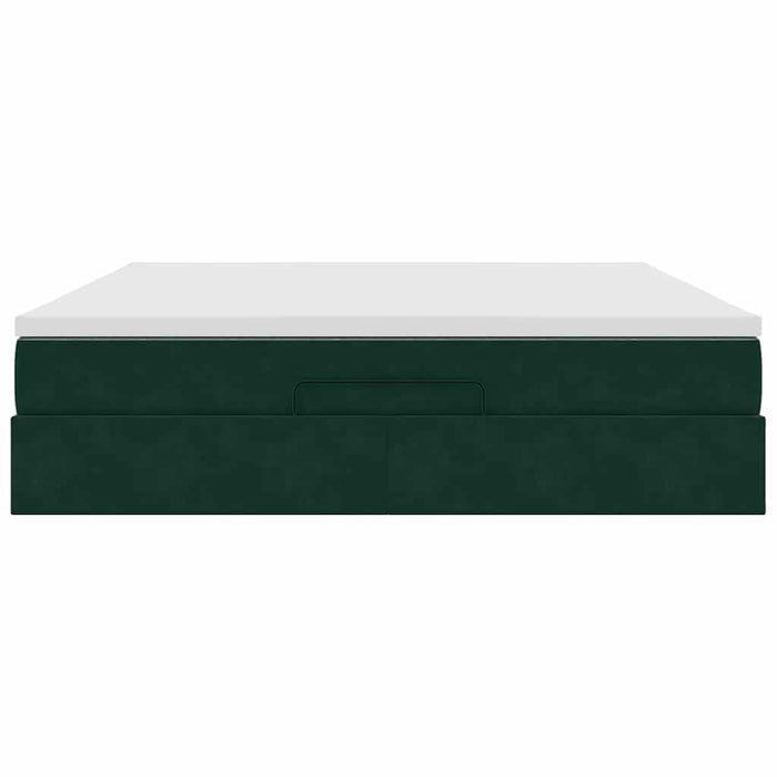 Cadru de pat otoman cu saltea verde închis 160x200cm catifea - WALTI WALTI