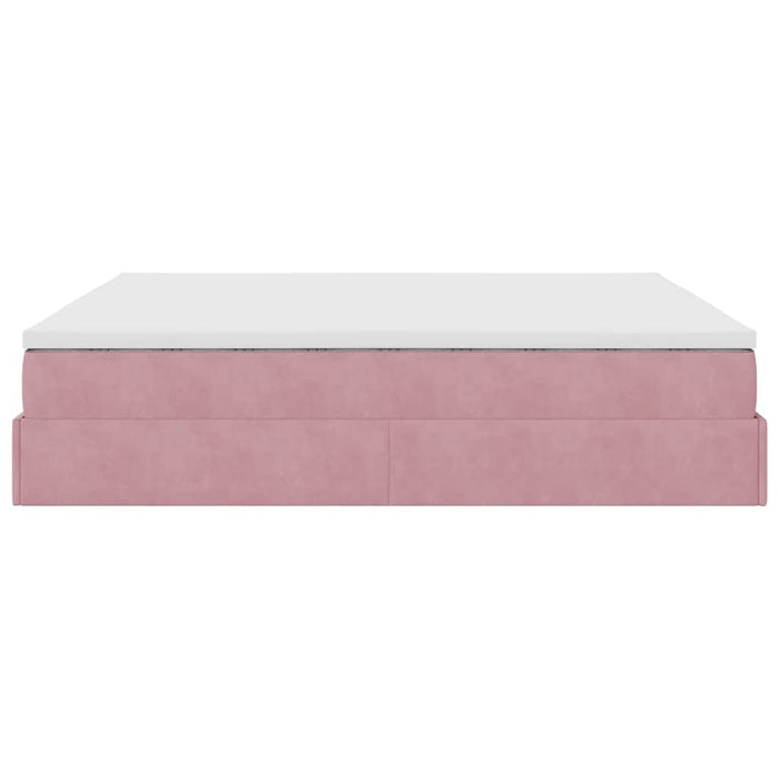 Cadru de pat otoman cu saltea roz 160x200cm catifea - WALTI WALTI