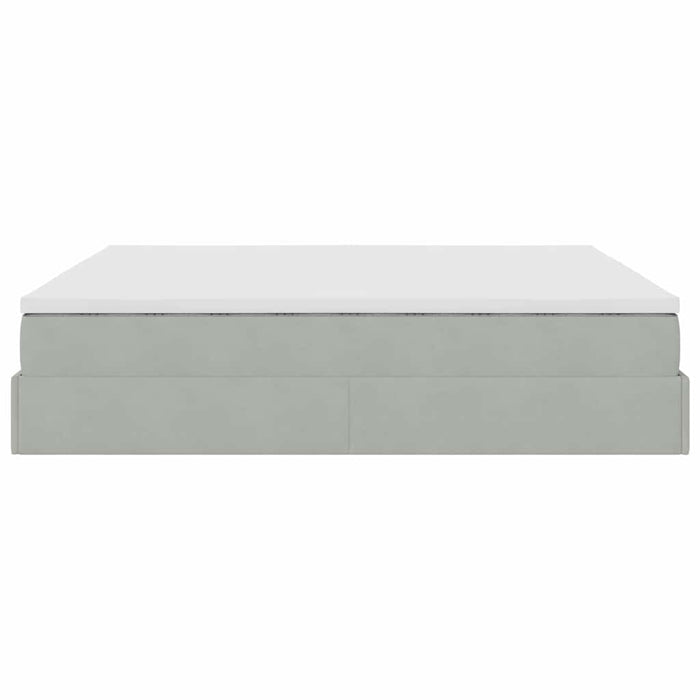 Cadru de pat otoman cu saltea Gri deschis 180x200cm catifea - WALTI WALTI