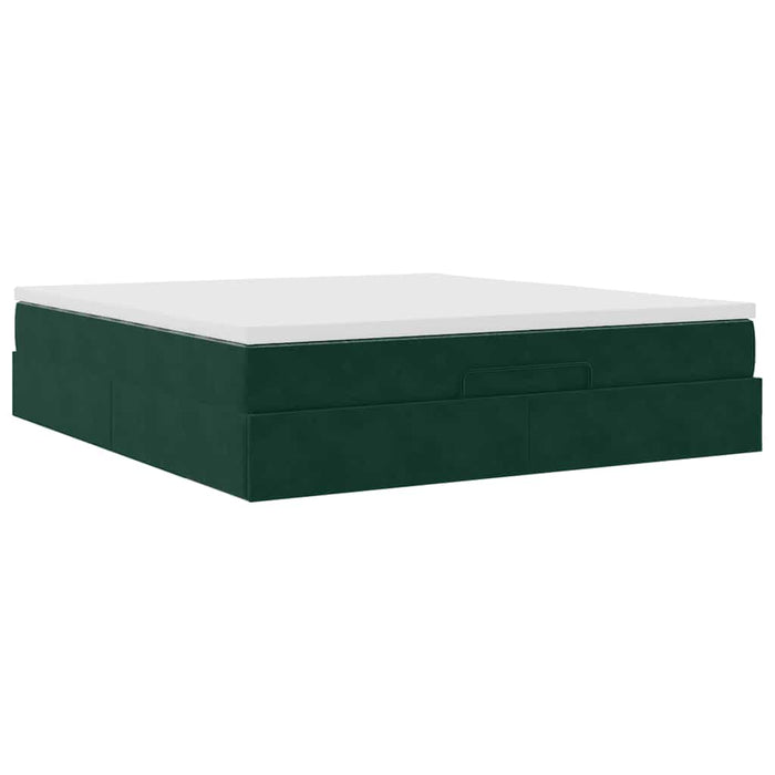 Cadru de pat otoman cu saltea verde închis 180x200cm catifea - WALTI WALTI