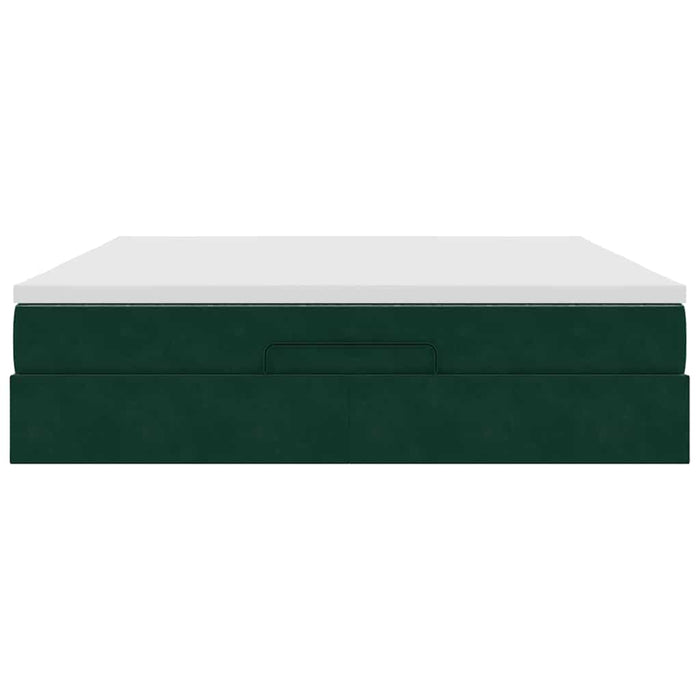 Cadru de pat otoman cu saltea verde închis 180x200cm catifea - WALTI WALTI