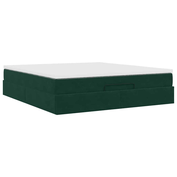 Cadru de pat otoman cu saltea verde închis 180x200cm catifea - WALTI WALTI