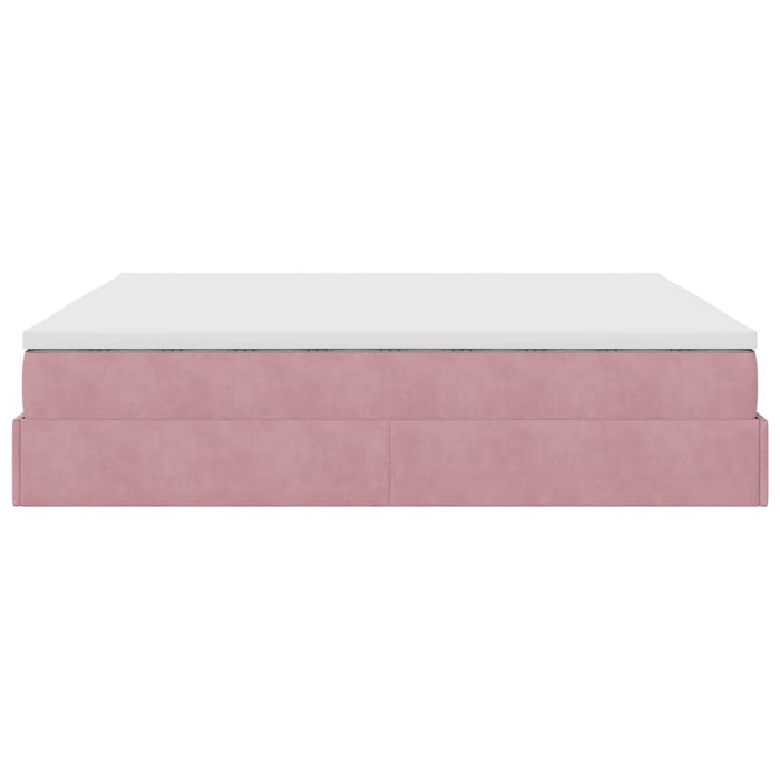 Cadru de pat otoman cu saltea roz 180x200cm catifea - WALTI WALTI