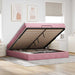 Cadru de pat otoman cu saltea roz 180x200cm catifea - WALTI WALTI