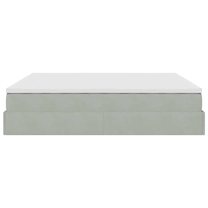Cadru de pat otoman cu saltele Gri deschis 200x200cm catifea - WALTI WALTI
